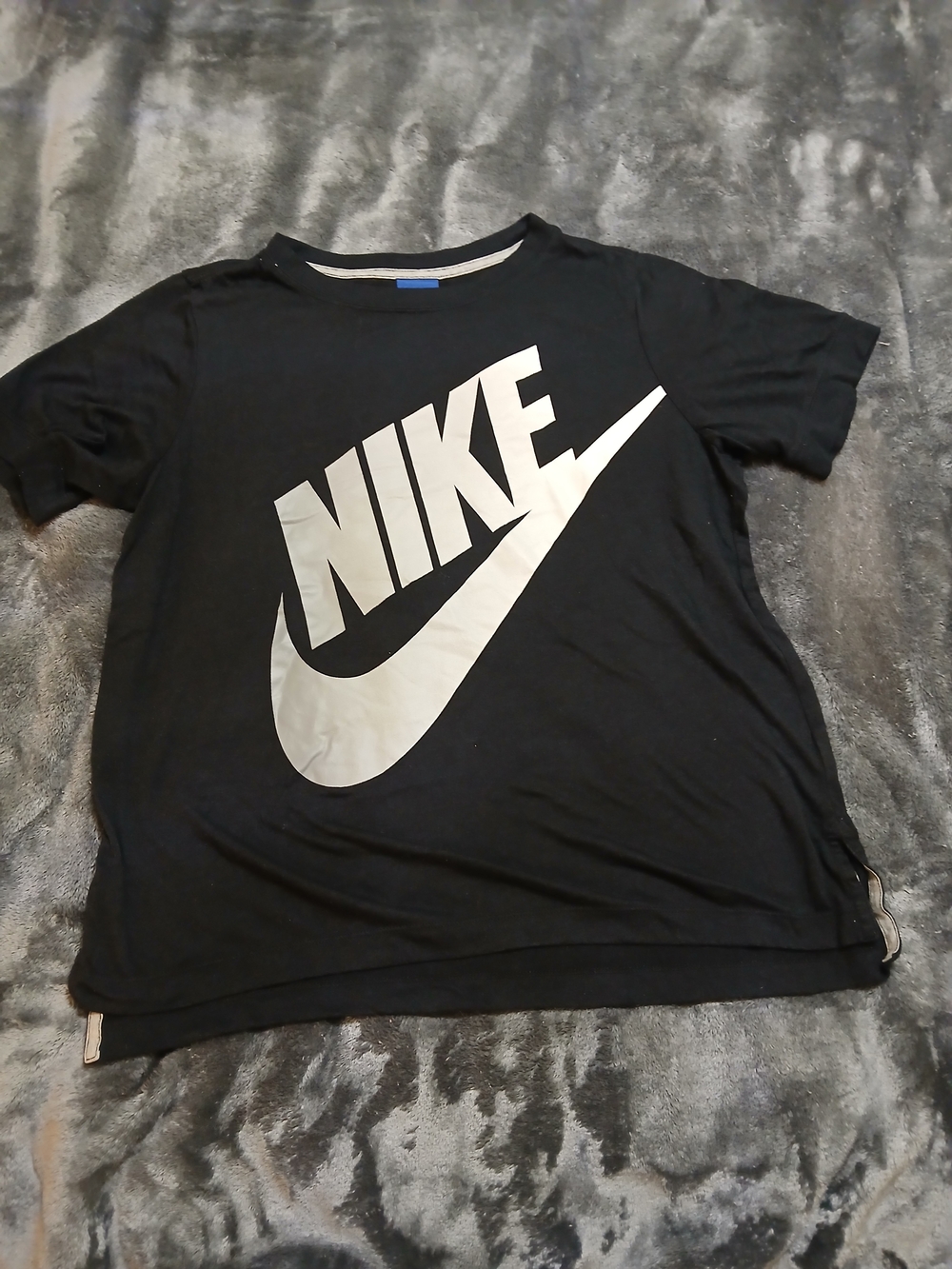Vintage Blue Tag Nike MensBlack T-Shirt with Large White Logo